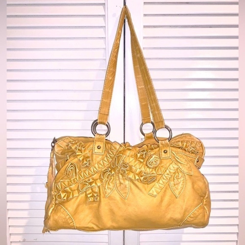 Marc ECKO Vegan soft Leather tan mustard large purse 11” X 16”